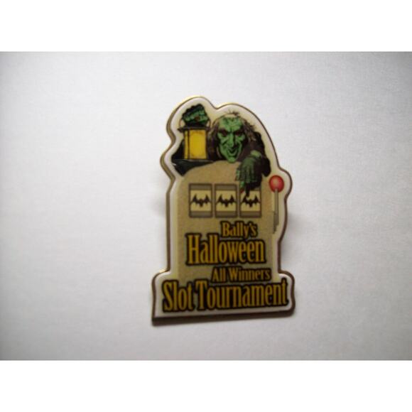 Atlantic City Halloween Badge Bally's Casino Pinback Enamel Green Face Zombie - Picture 6 of 6